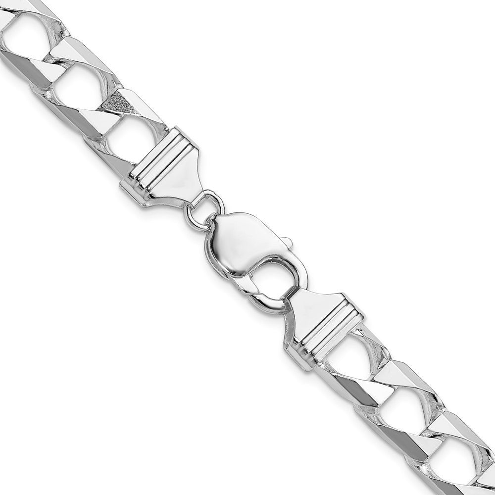 Sterling Silver 10.3mm Diamond-Cut Square Curb Chain Necklace 22"