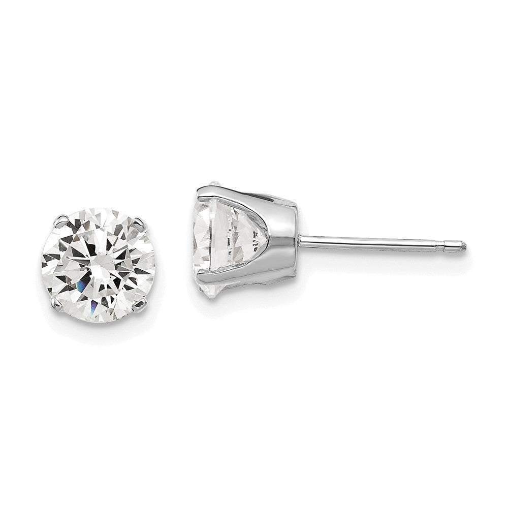 14k White Gold 6.5mm Cubic Zirconia stud earrings