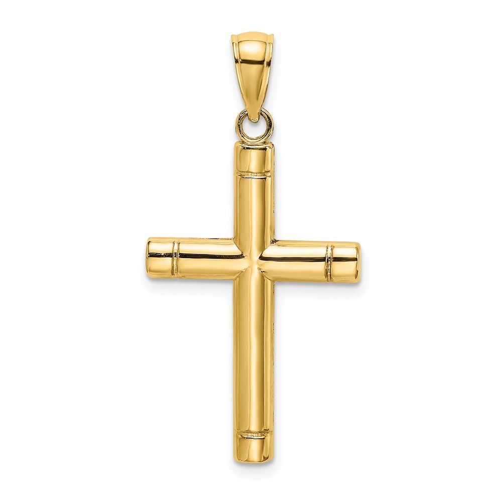 14k Yellow Gold Tubular Cross Charm Pendant