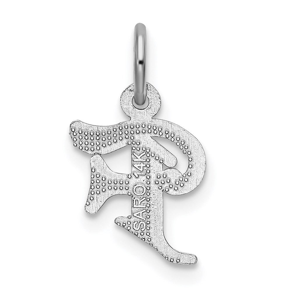 14k White Gold Diamond-cut Letter F Initial Charm Pendant