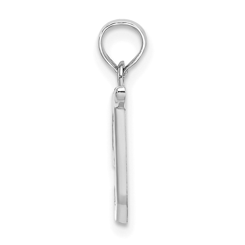 14k White Gold Script Letter T Initial Pendant