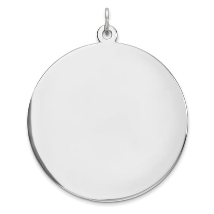 Sterling Silver Rhod-plated Eng. Rnd Polish Front/Satin Back Disc Charm Pendant