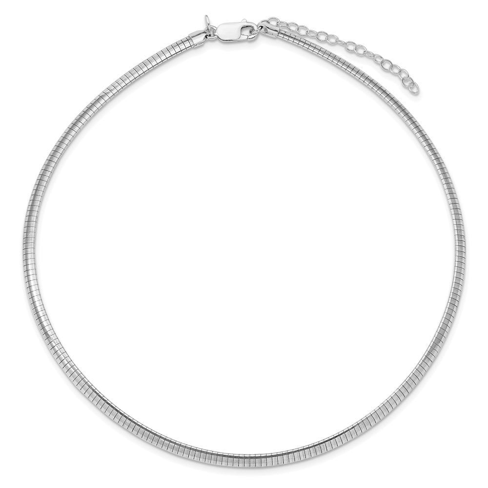 Sterling Silver Rhodium-plated 4mm Cubetto Chain Necklace 16" with 2"ch Ext