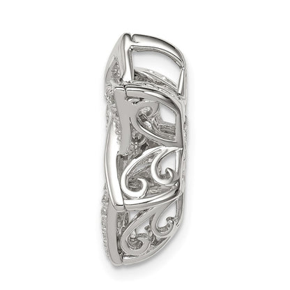 Sterling Silver Platinum-plated Polished Vibrant CZ Star of David Pendant