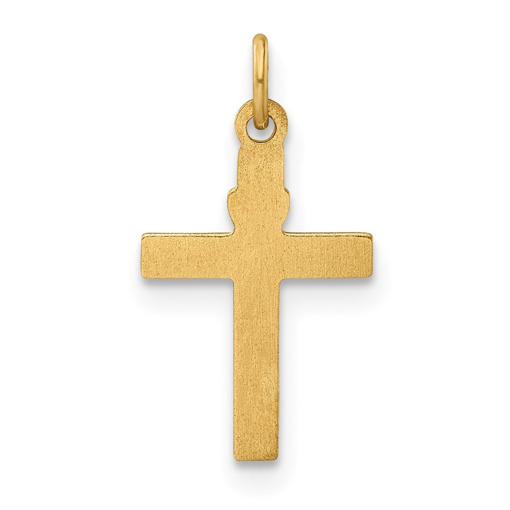 14k Yellow Gold Polished Solid Heart Cross Pendant