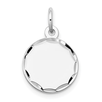 14k White Gold Etched .027 Gauge Engraveable Round Disc Charm Pendant