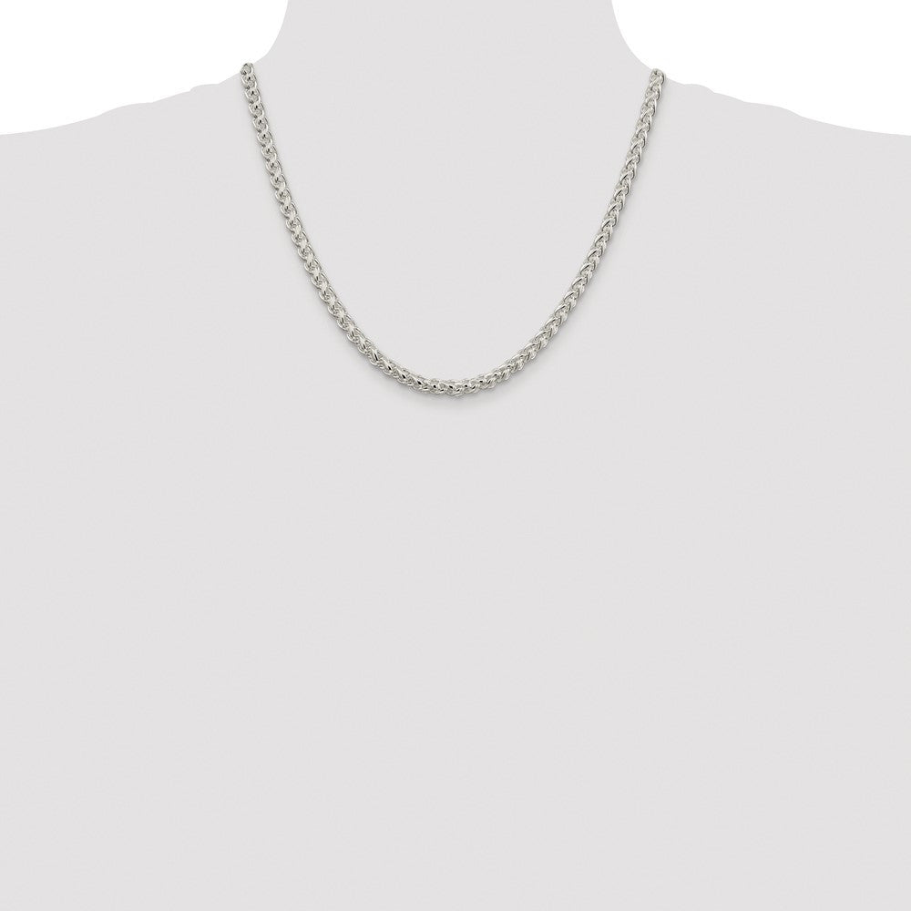 Sterling Silver Rhodium-plated 5mm Round Spiga Chain Necklace 20"