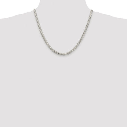 Sterling Silver Rhodium-plated 5mm Round Spiga Chain Necklace 20"