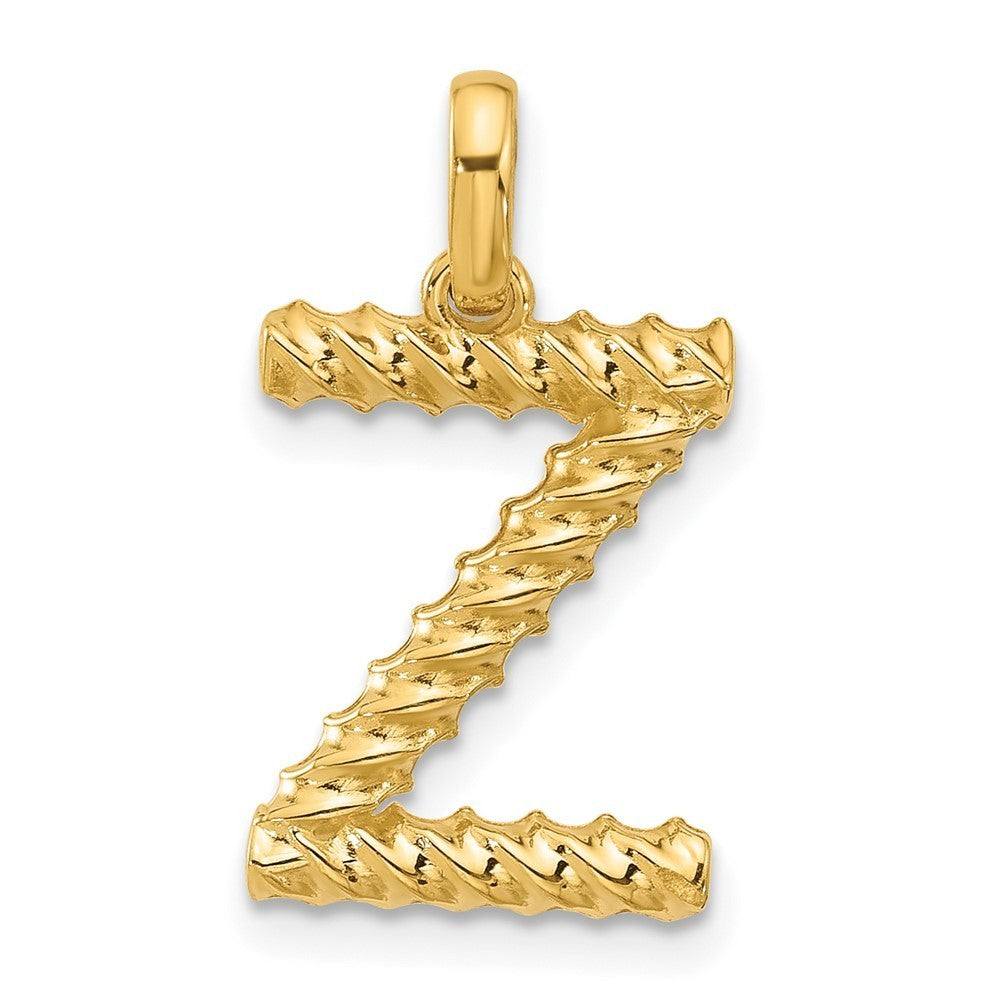 14k Yellow Gold Fancy Twist Letter Z Initial Pendant