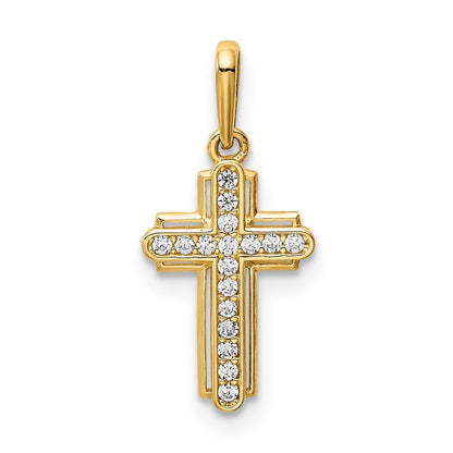 14k Yellow Gold Cross CZ Pendant