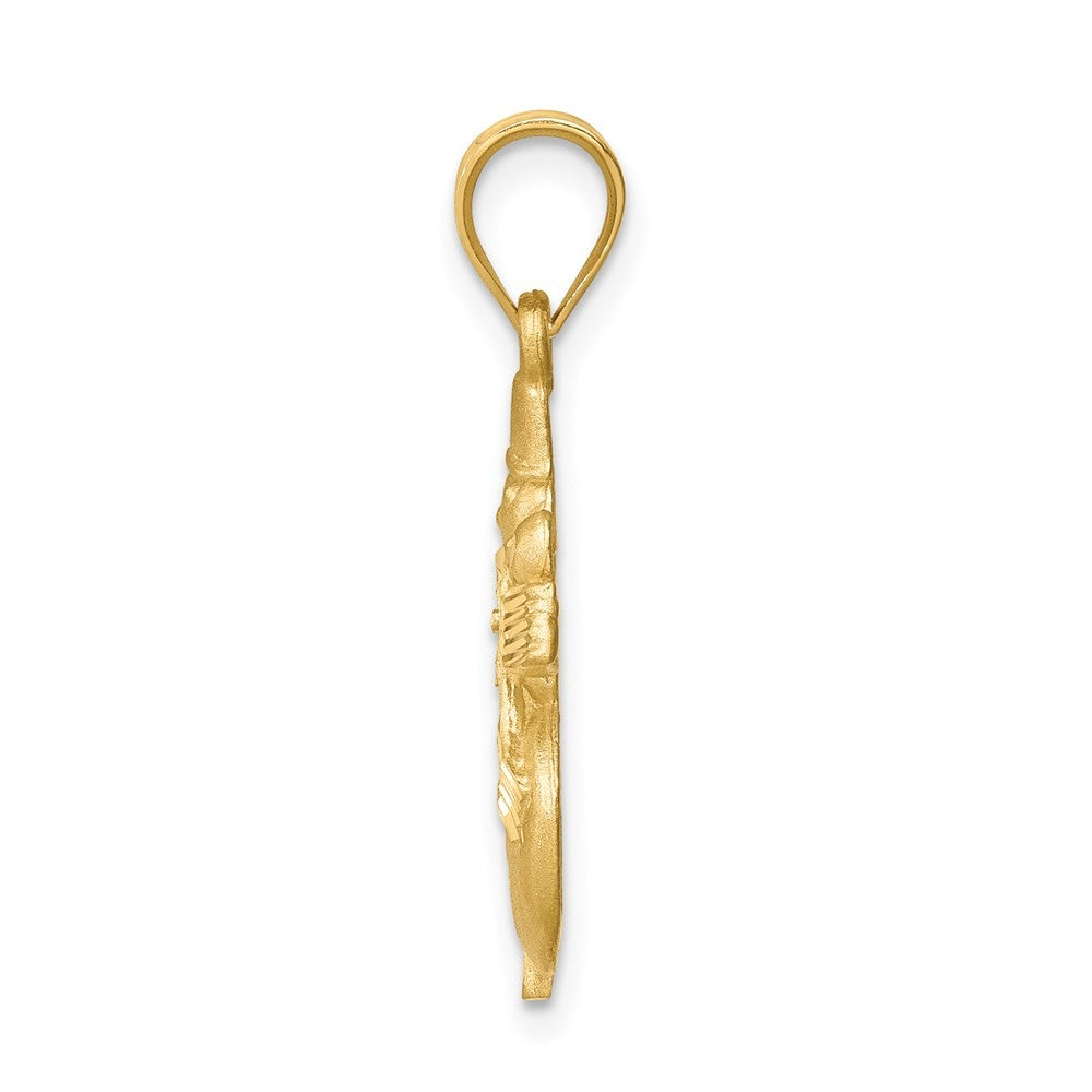 14k Yellow Gold Diamond-cut Brushed and Polished Snowman Pendant