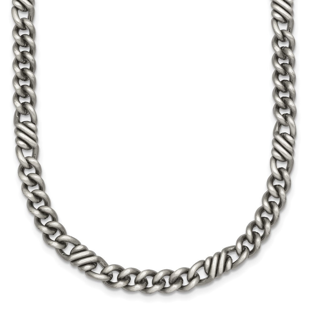 Sterling Silver Black Rhodium-plated Brushed Curb Chain Mens Necklace 22"