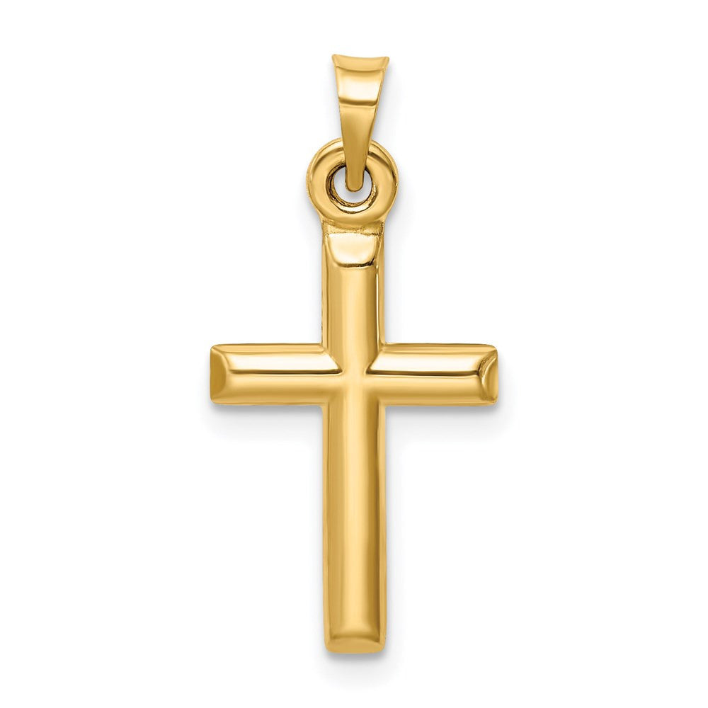 14k Yellow Gold Hollow Diamond-cut Cross Pendant