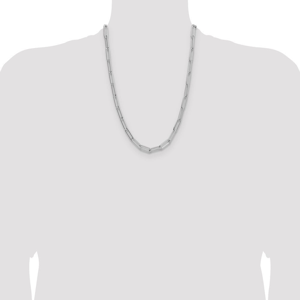 Sterling Silver Polished 6.5mm Paperclip Chain Necklace 24"