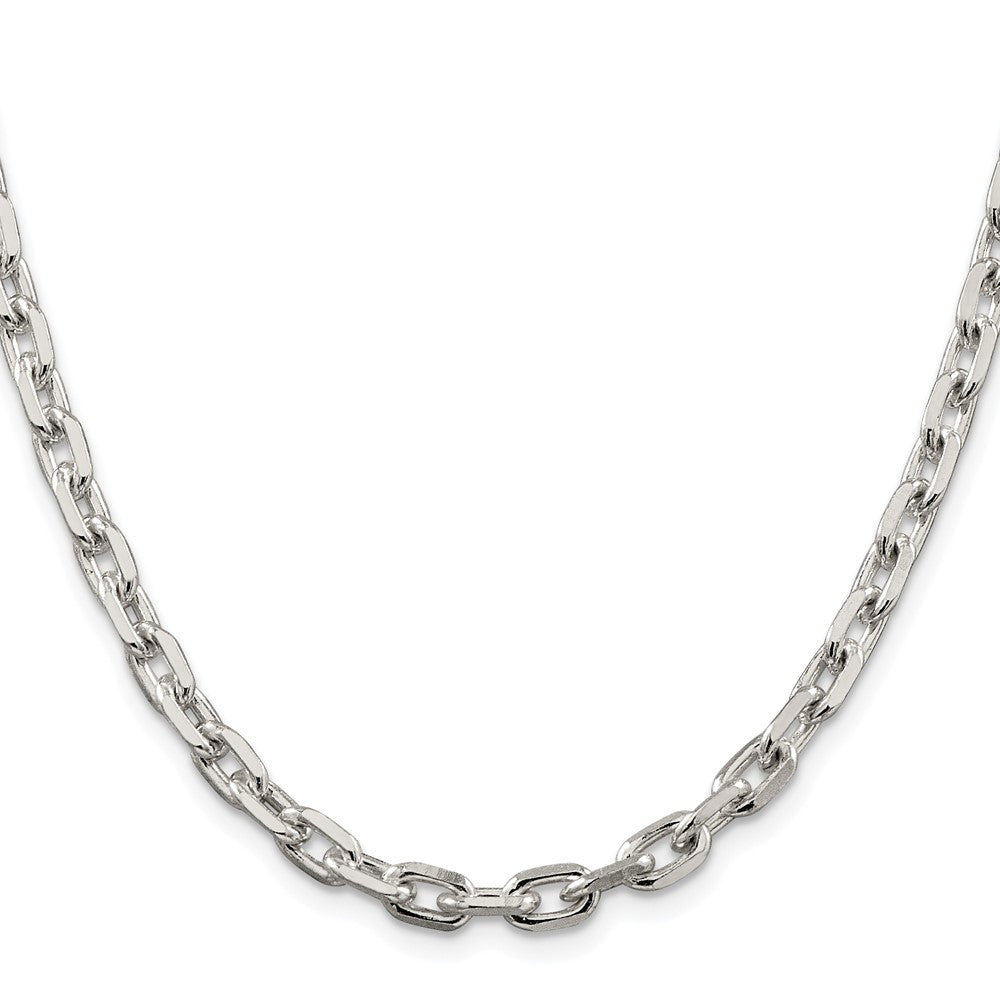 Sterling Silver Rhodium-plated 5.4mm Beveled Oval Cable Chain Necklace 20"