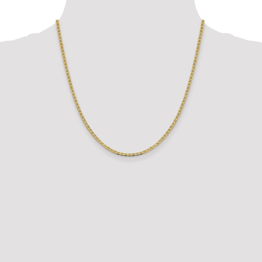 14k Yellow Gold 2.4mm Concave Anchor with Lobster Clasp Chain Necklace 20"