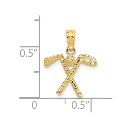 14k Yellow Gold 3-D Golf Clubs with Ball Charm Pendant