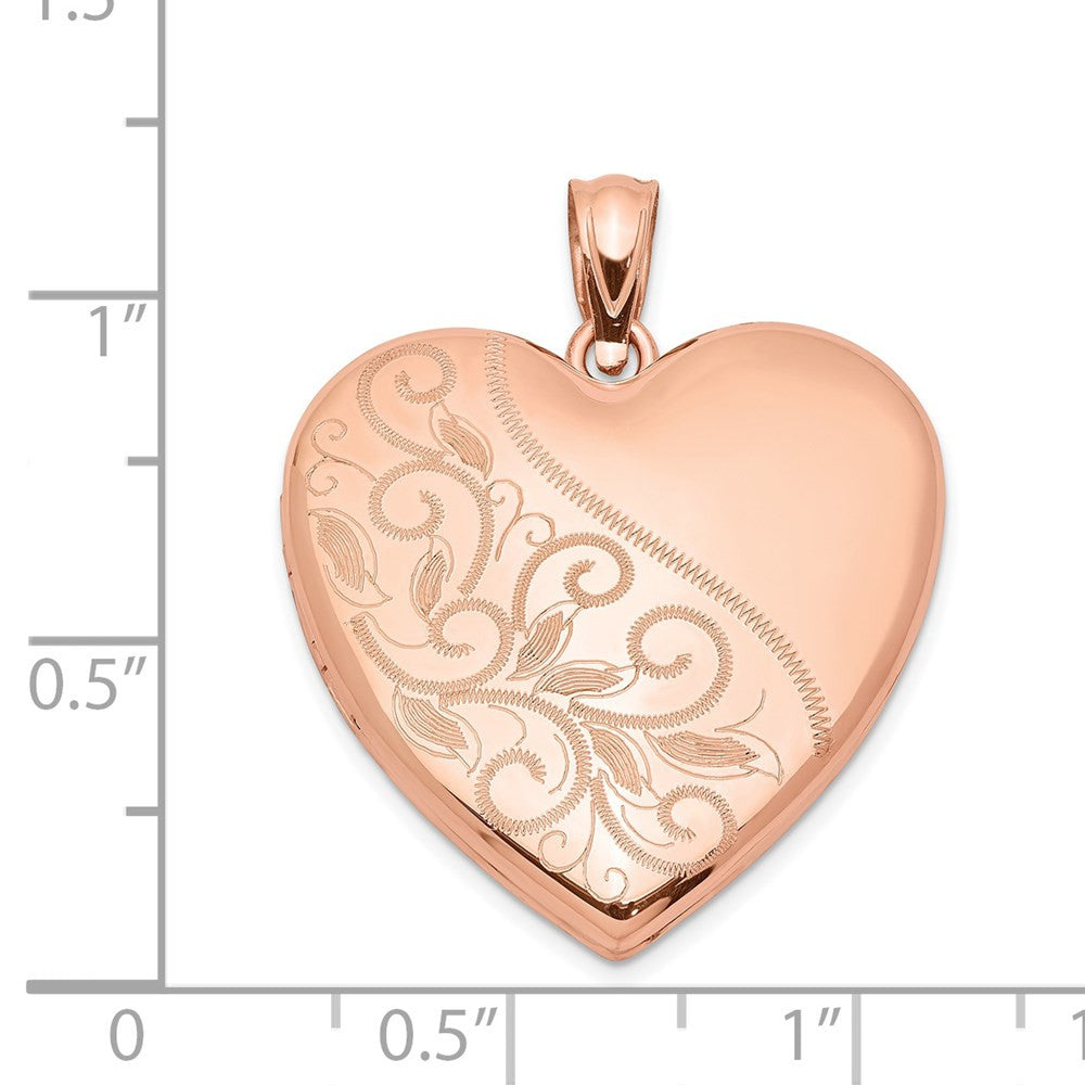 Sterling Silver Rose Gold-plated 24mm Scrolled Heart Family Locket Pendant