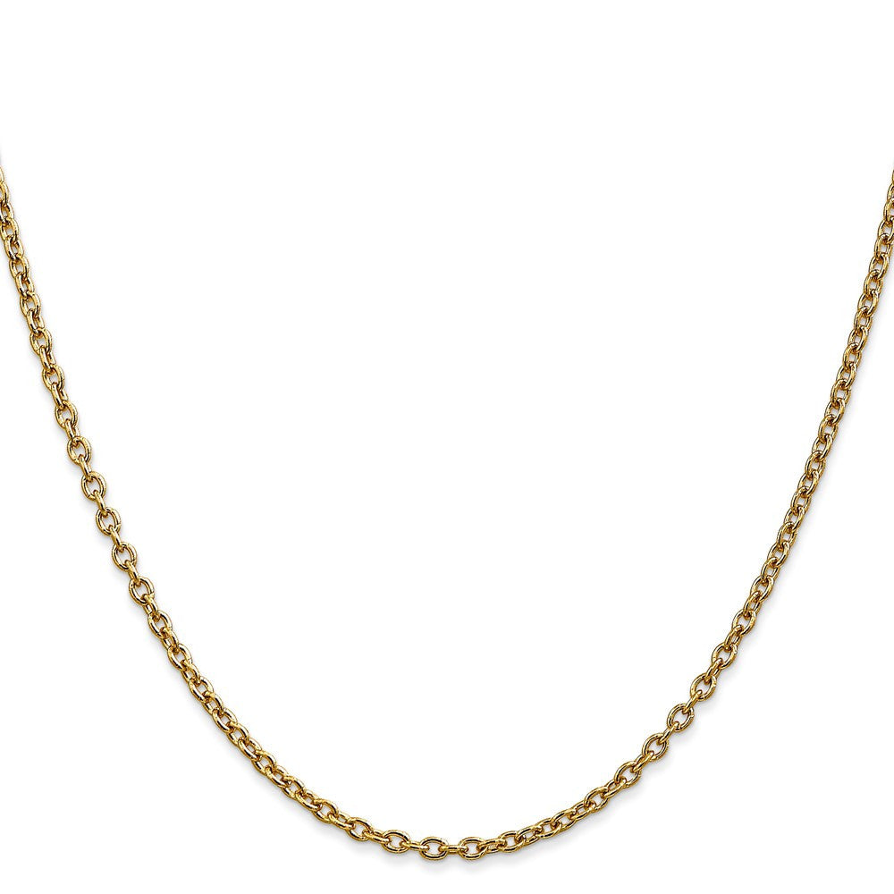 14k Yellow Gold 2.4mm Round Open Link Cable Chain Necklace 16"