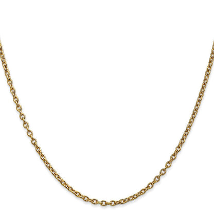 14k Yellow Gold 2.4mm Round Open Link Cable Chain Necklace 16"
