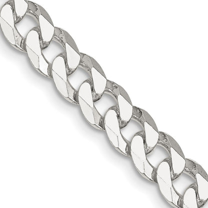 Sterling Silver 7mm Beveled Curb Chain Necklace 24"