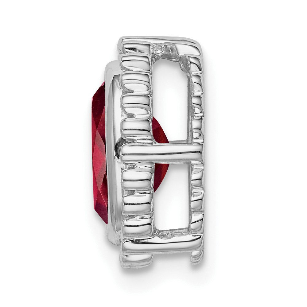 14k White Gold Oval Garnet Chain Slide