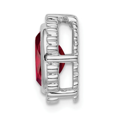 14k White Gold Oval Garnet Chain Slide