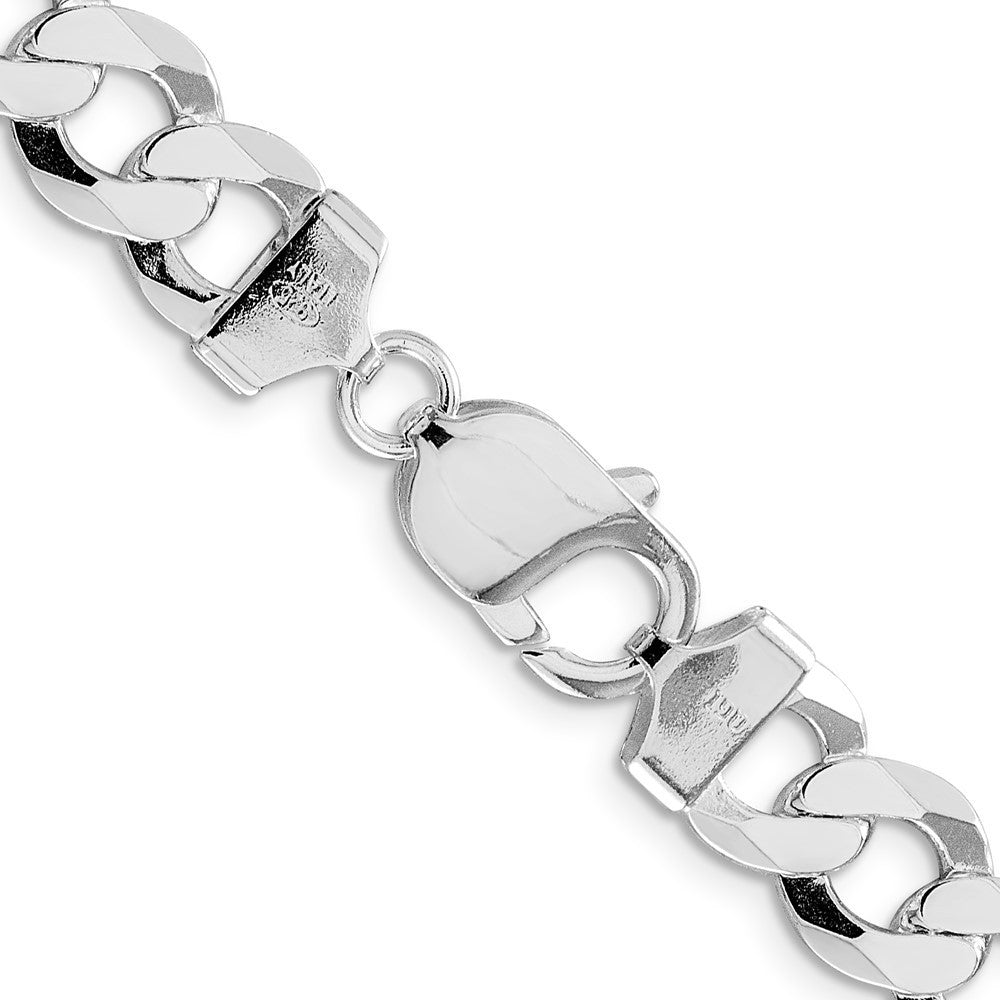 Sterling Silver Rhodium-plated 9.75mm Flat Curb Chain Necklace 20"