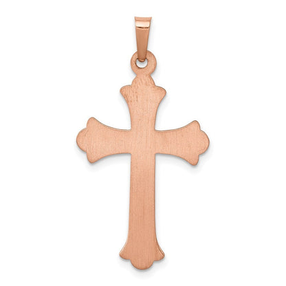 14K Rose Gold White Rhodium Cross Pendant