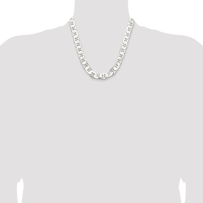 Sterling Silver 11.5mm Flat Anchor Chain Necklace 20"