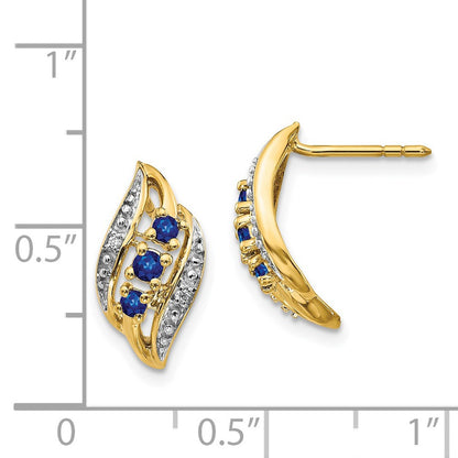 14k Yellow Gold Gold w/ Sapphire and Diamond Polished Drop & Dangle Earrings