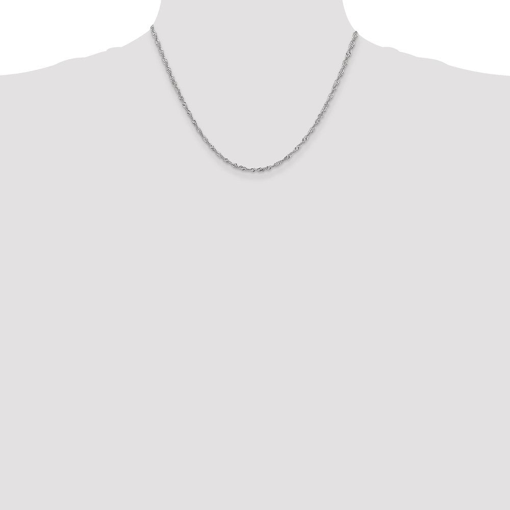 14K White Gold 2.0mm Singapore with Lobster Clasp Chain Necklace 18"
