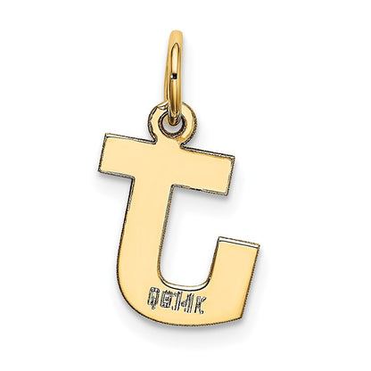 14k Yellow Gold Small Block Letter J Initial Charm Pendant