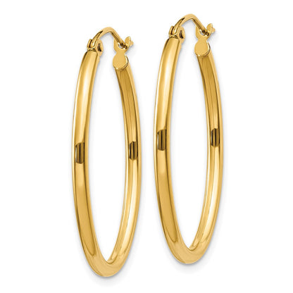 14k Yellow Gold Oval Polished Hoop Earring