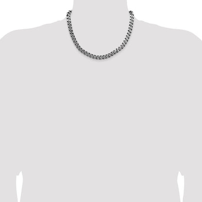 Sterling Silver Antiqued 8.3mm Curb Chain Necklace 18"