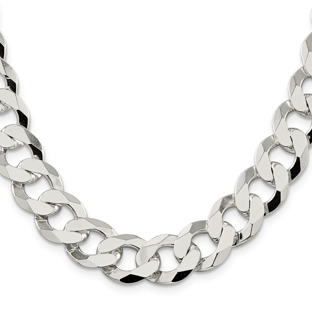 Sterling Silver 14mm Flat Curb Chain Necklace 20"