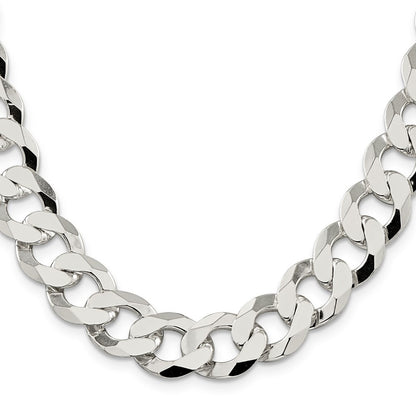 Sterling Silver 14mm Flat Curb Chain Necklace 20"