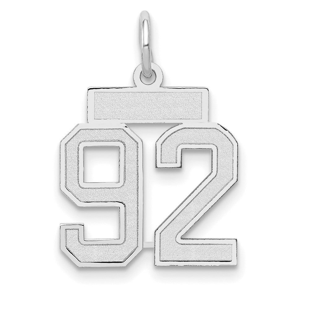14k White Gold Small Satin Number 92 Charm Pendant