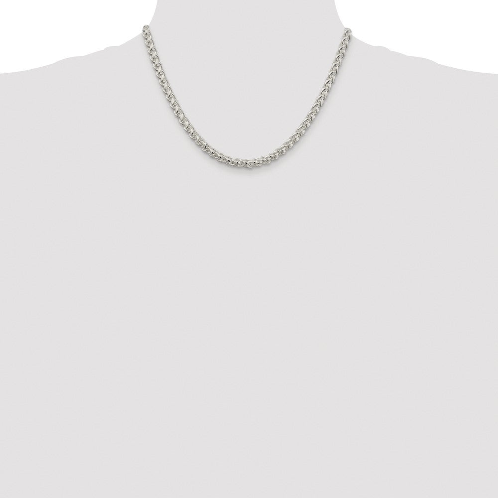 Sterling Silver Rhodium-plated 5mm Round Spiga Chain Necklace 18"