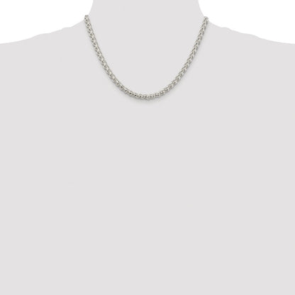 Sterling Silver Rhodium-plated 5mm Round Spiga Chain Necklace 18"
