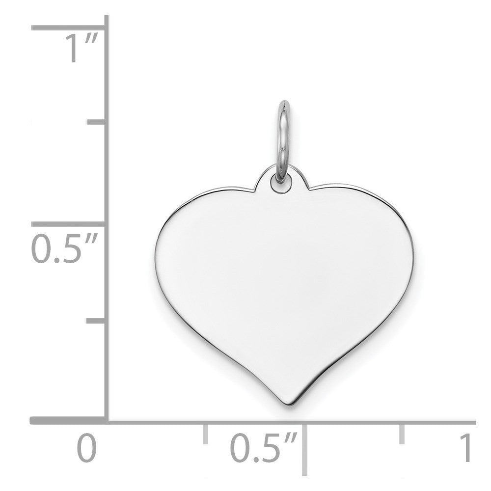 14k White Gold Heart Disc Charm Pendant