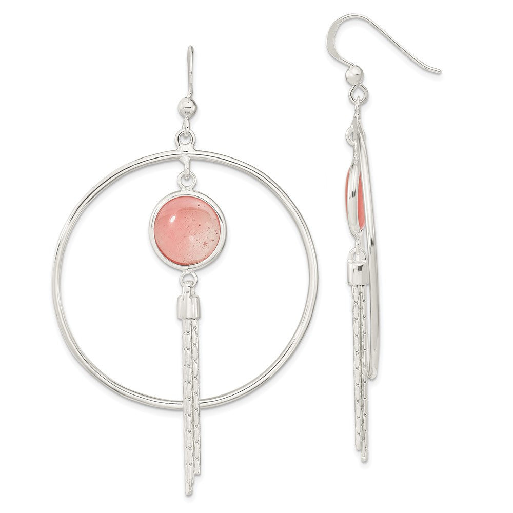 Sterling Silver Polished Dyed Agate Fancy Dangle Earrings