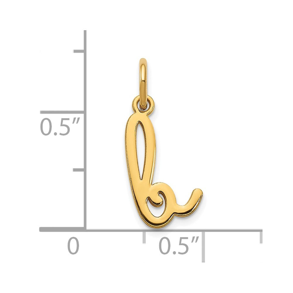 14k Yellow Gold Lower case Letter B Initial Charm Pendant