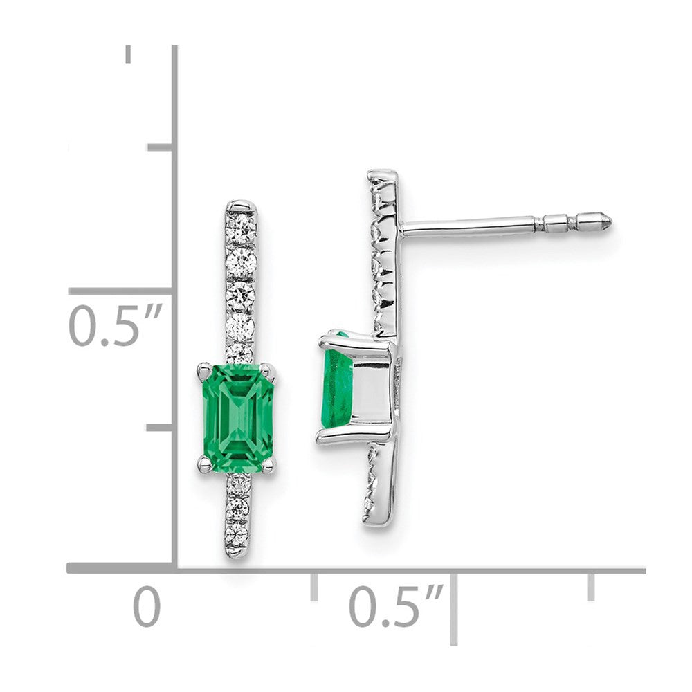 14k White Gold Diamond and Emerald Fancy Dangle Earrings