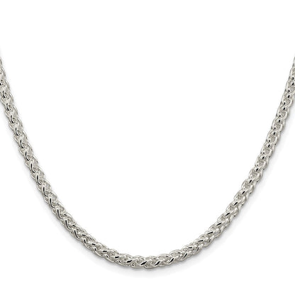 Sterling Silver Rhodium-plated 4mm Round Spiga Chain Necklace 26"
