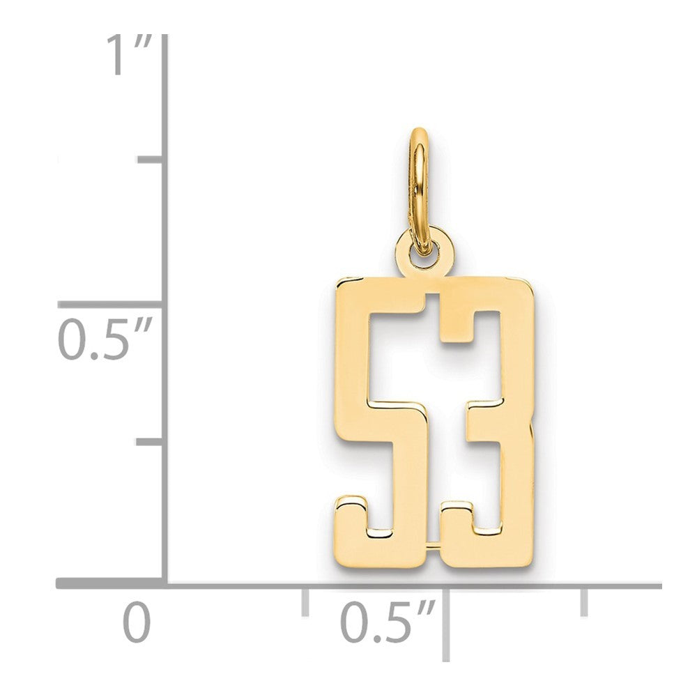 14k Yellow Gold Small Elongated Number 53 Charm Pendant