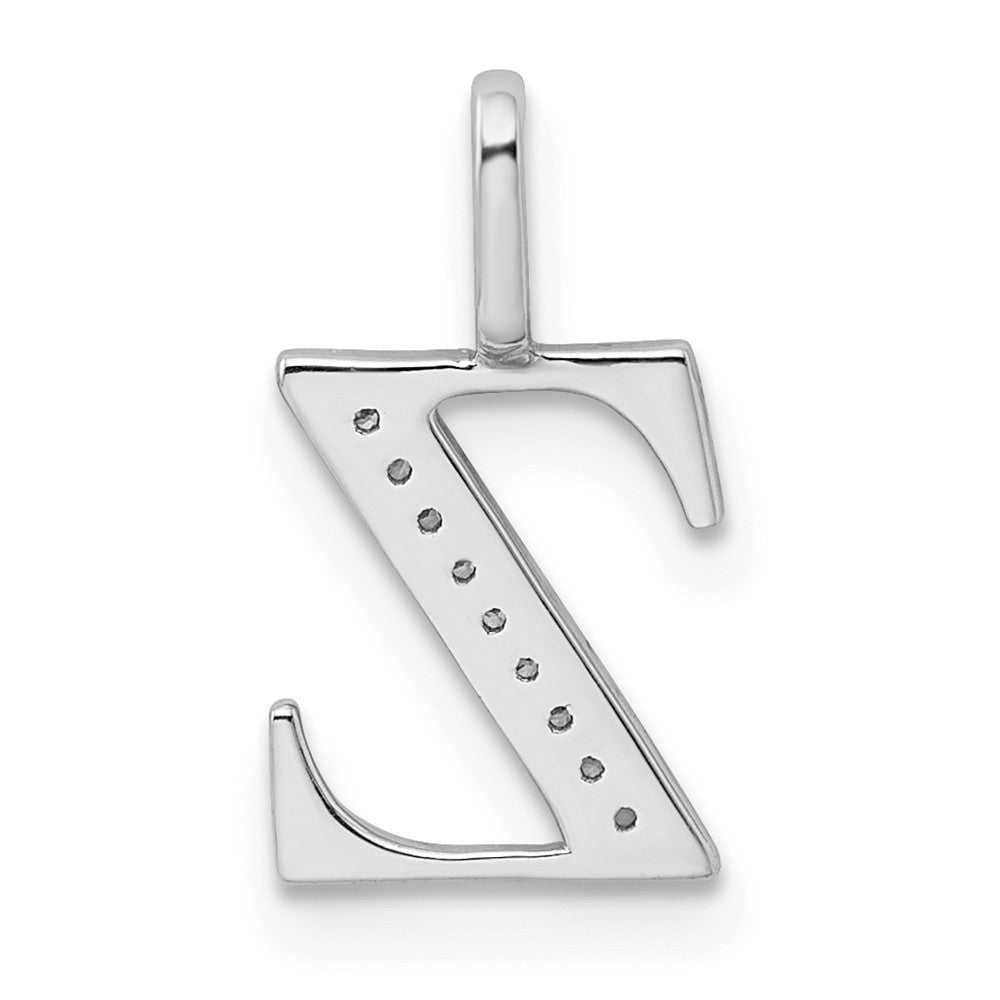 14k White Gold Diamond Letter Z Initial Pendant