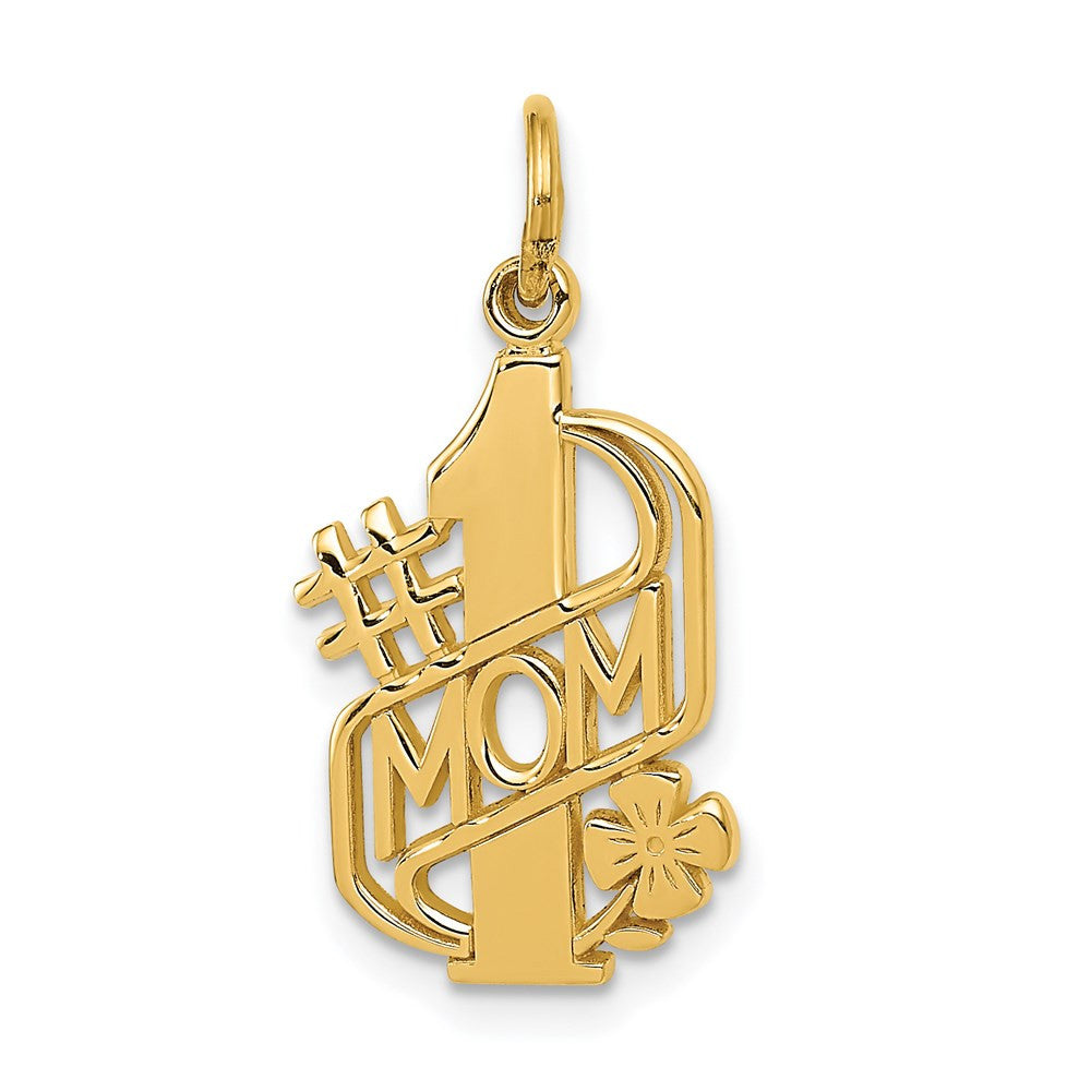 14k Yellow Gold #1 MOM Charm Pendant