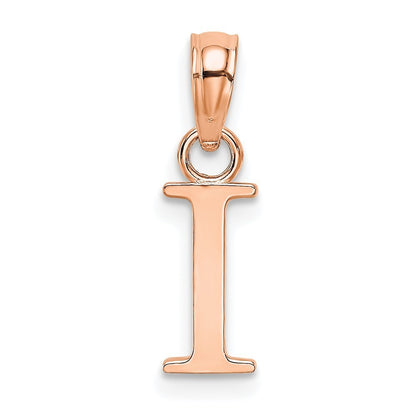14K Rose Gold Polished Block Letter I Initial Pendant