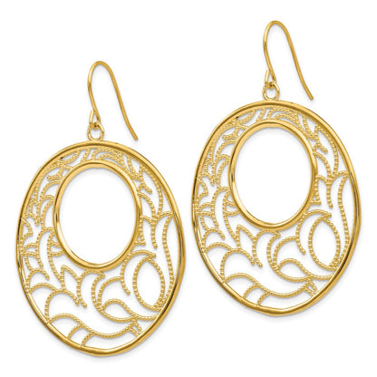 14k Yellow Gold Circle Drop & Dangle Earrings